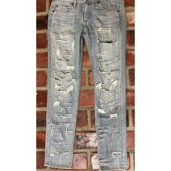 rag & bone The Dre Jeans Thrasher Ripped Denim Light Wash Size 27 ASO Celebs - Picture 4 of 10